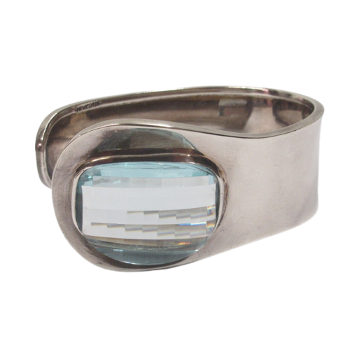 Sterling Silver & Blue Crystal Cuff