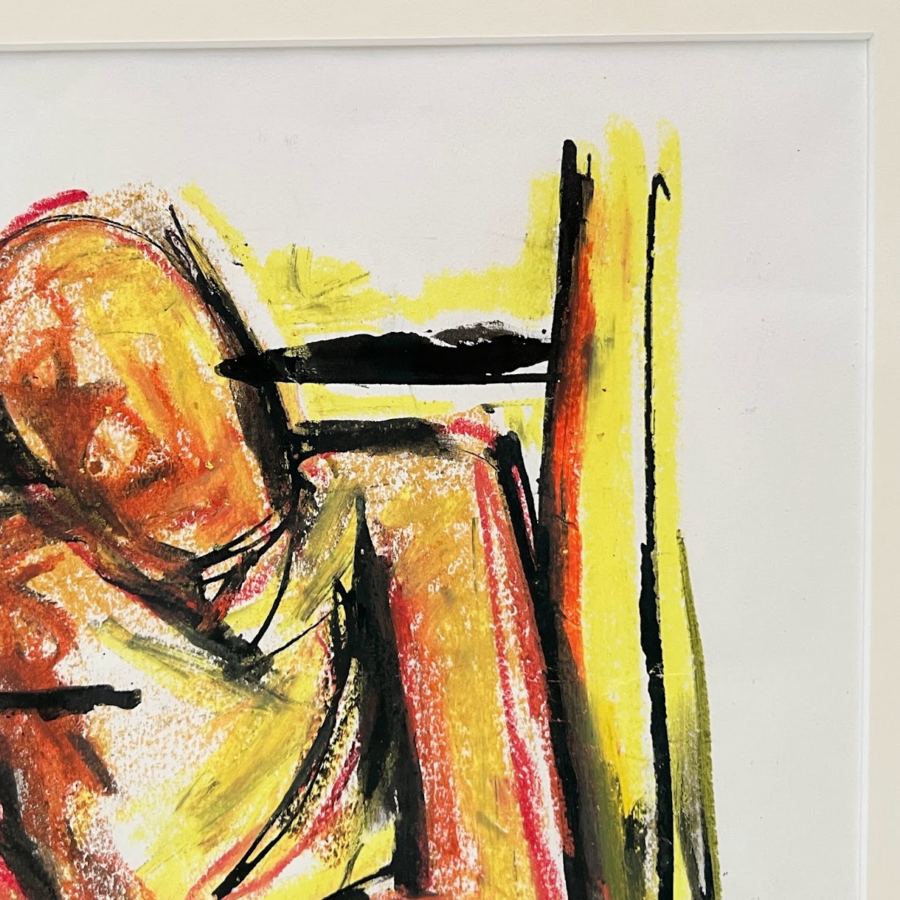 Contemporary Expressionist Signed Figural Drawing