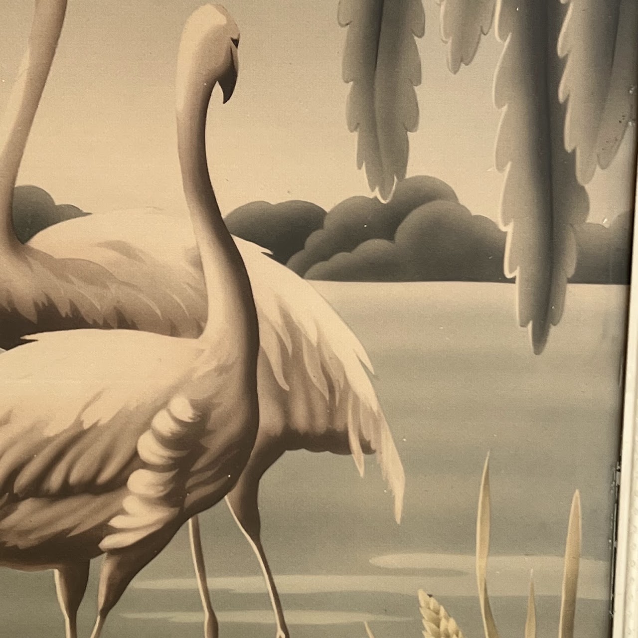 Mid-Century Turner Flamingos Airbrushed Print