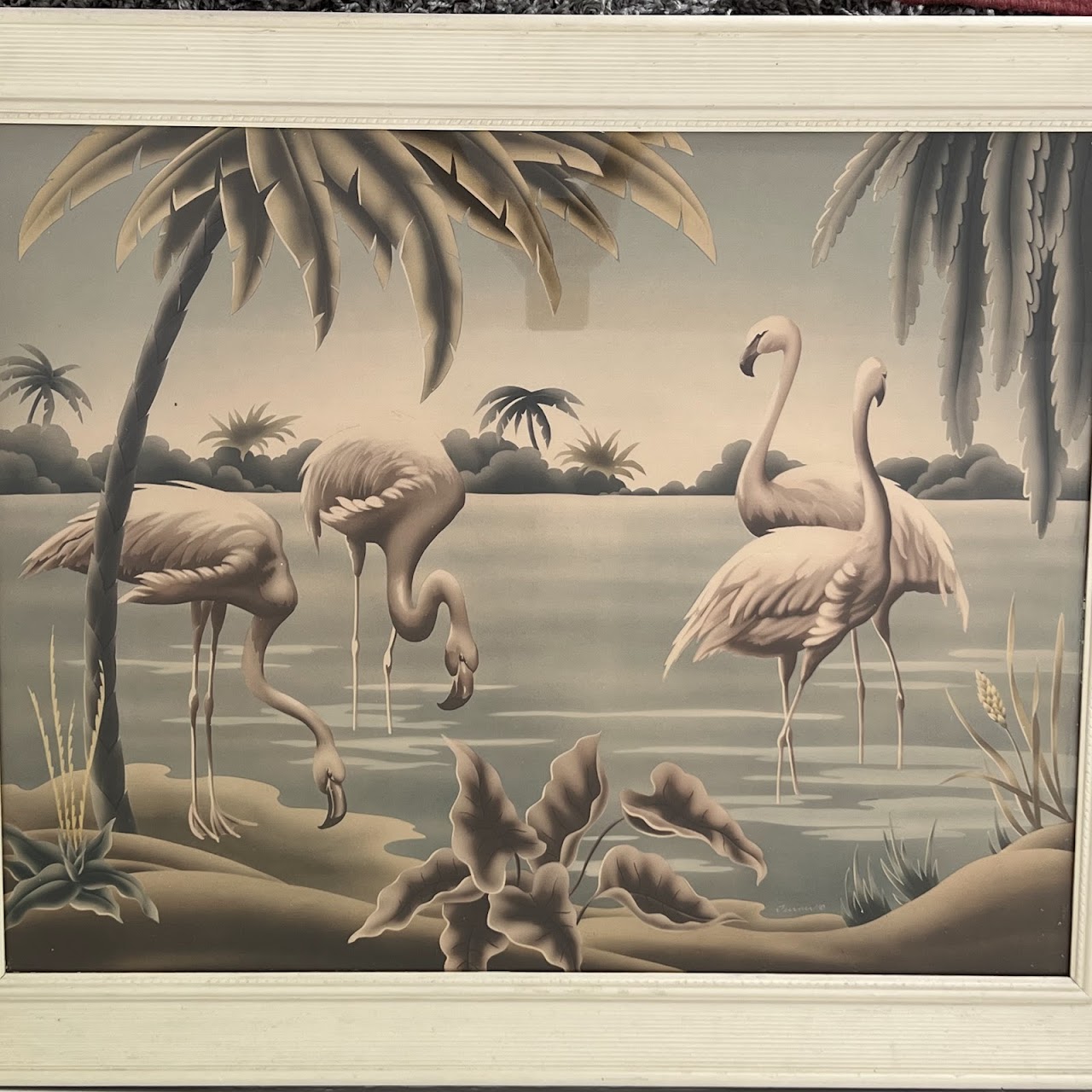 Mid-Century Turner Flamingos Airbrushed Print