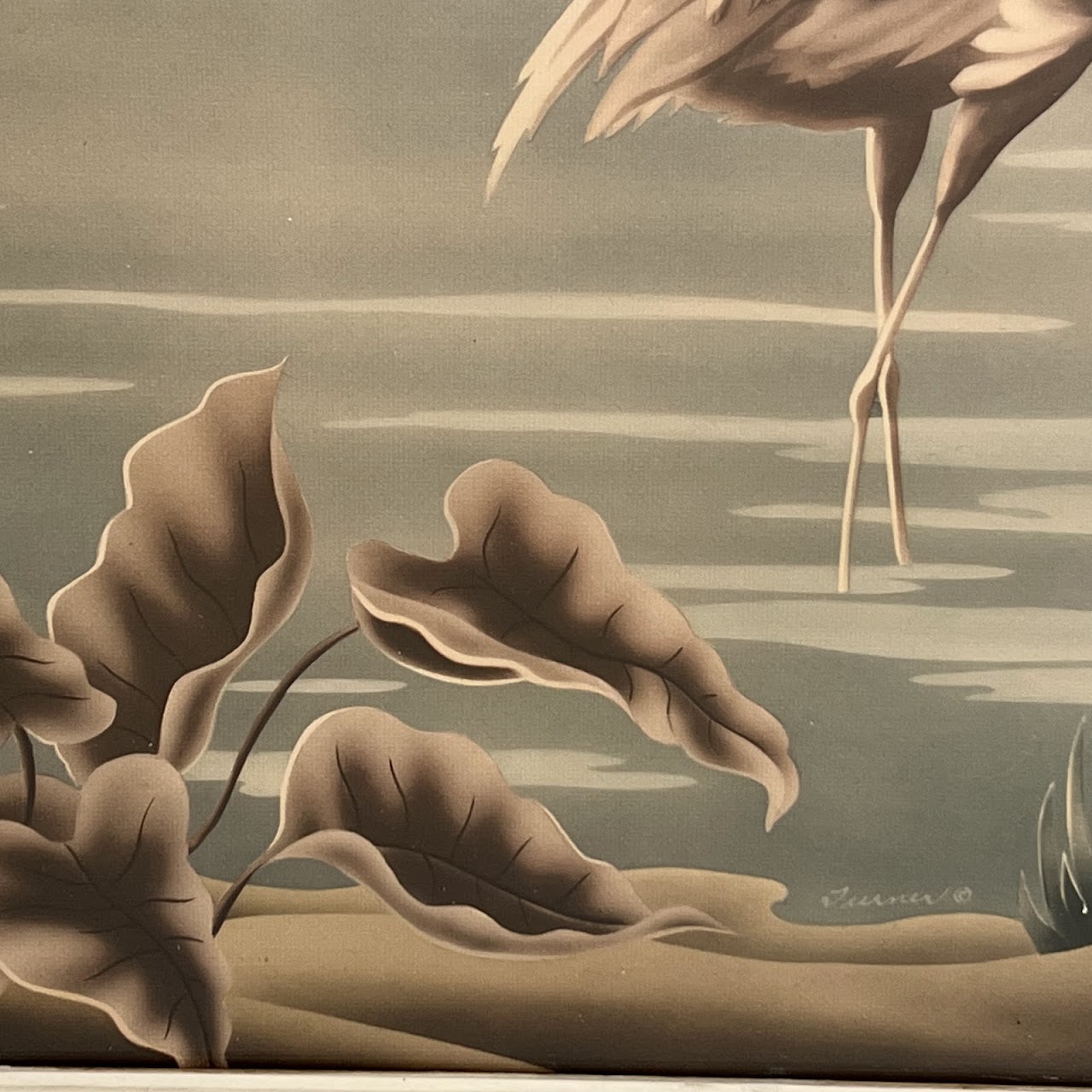 Mid-Century Turner Flamingos Airbrushed Print