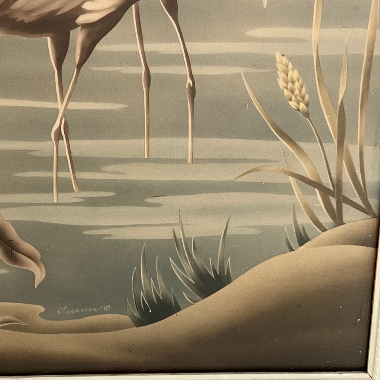 Mid-Century Turner Flamingos Airbrushed Print