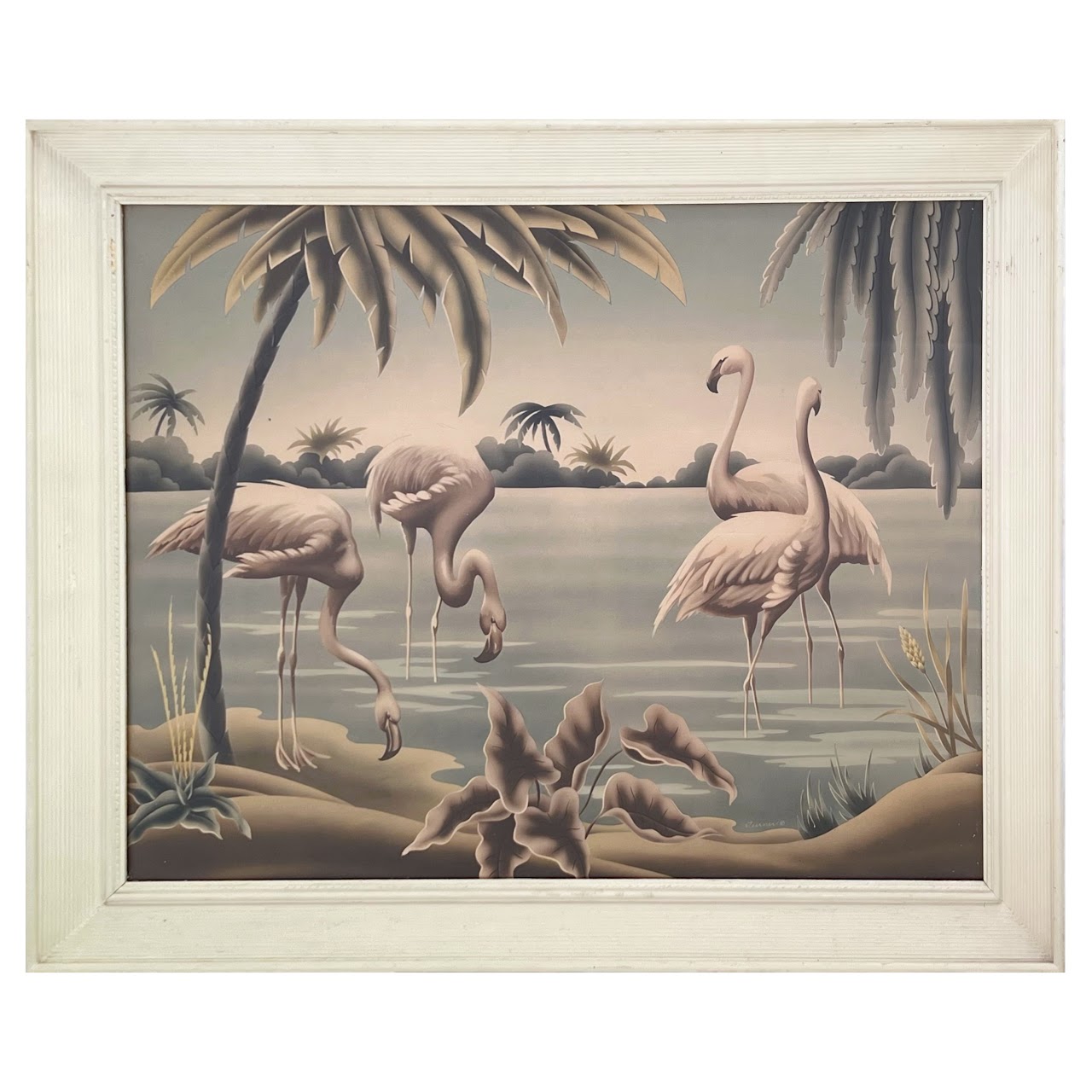 Mid-Century Turner Flamingos Airbrushed Print