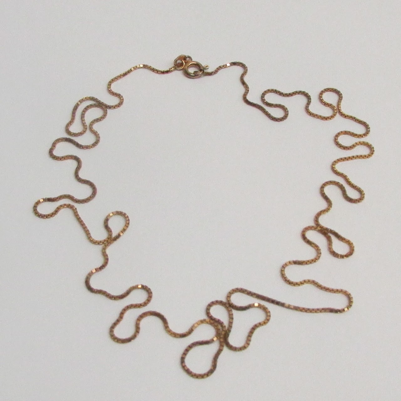 14K Gold Box Link Chain Necklace