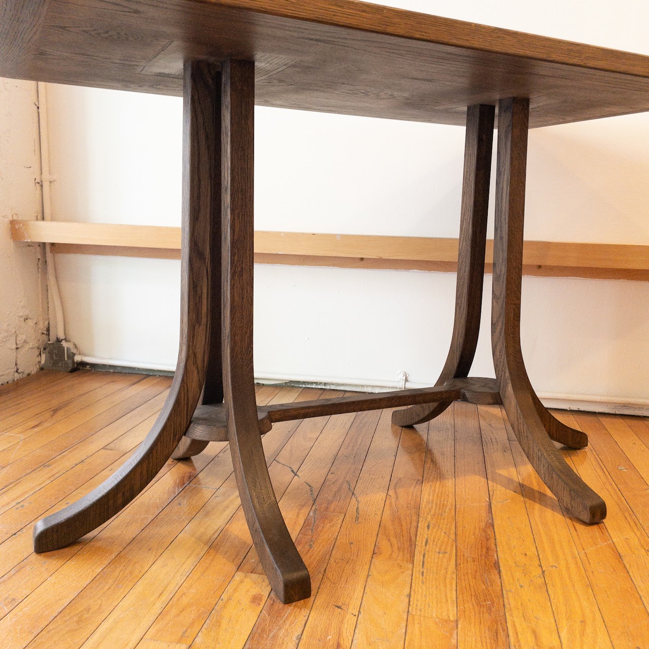 Contemporary Oak Trestle Base Table