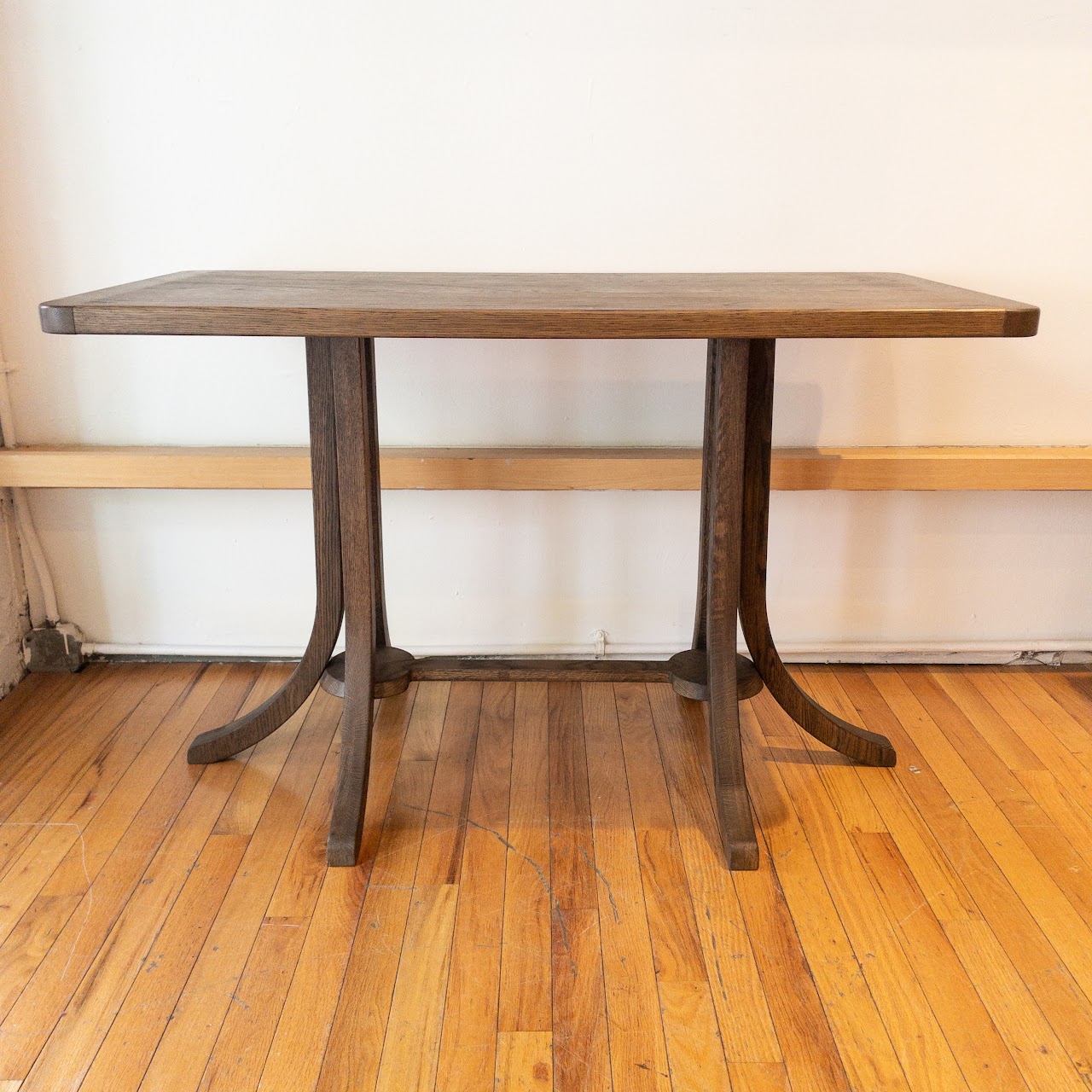 Contemporary Oak Trestle Base Table