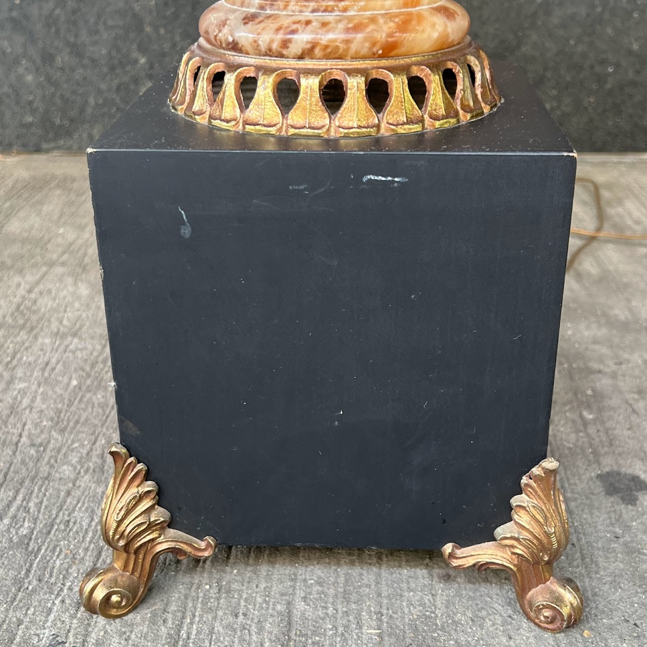 Carved Red Alabaster Urn Table Lamp