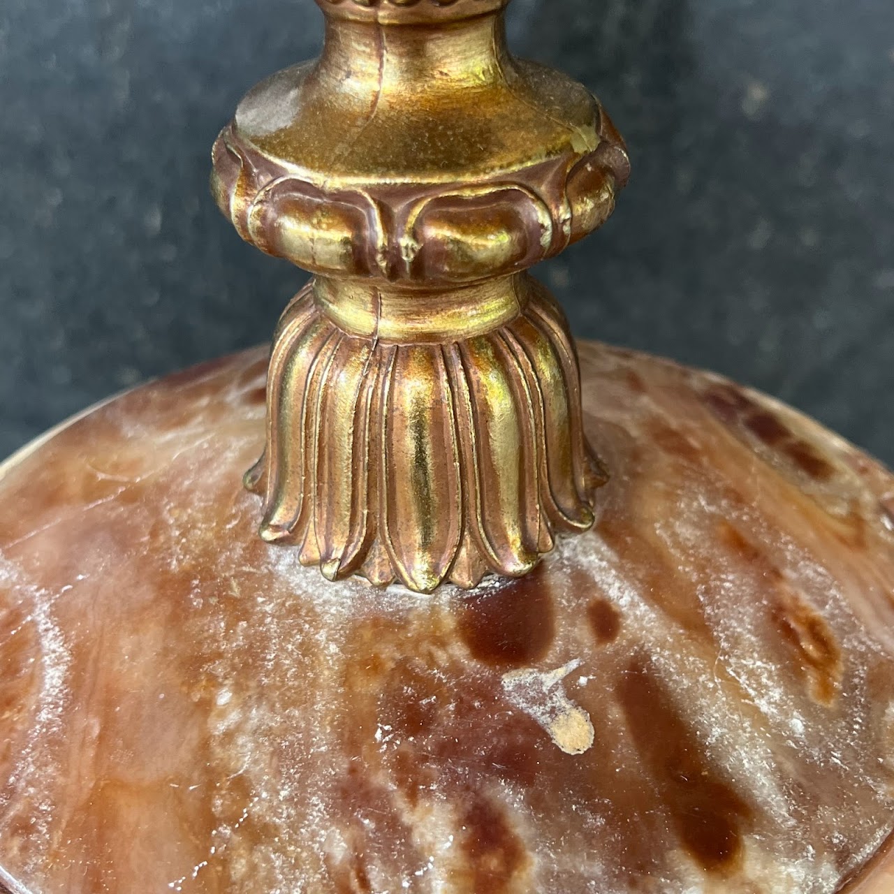 Carved Red Alabaster Urn Table Lamp