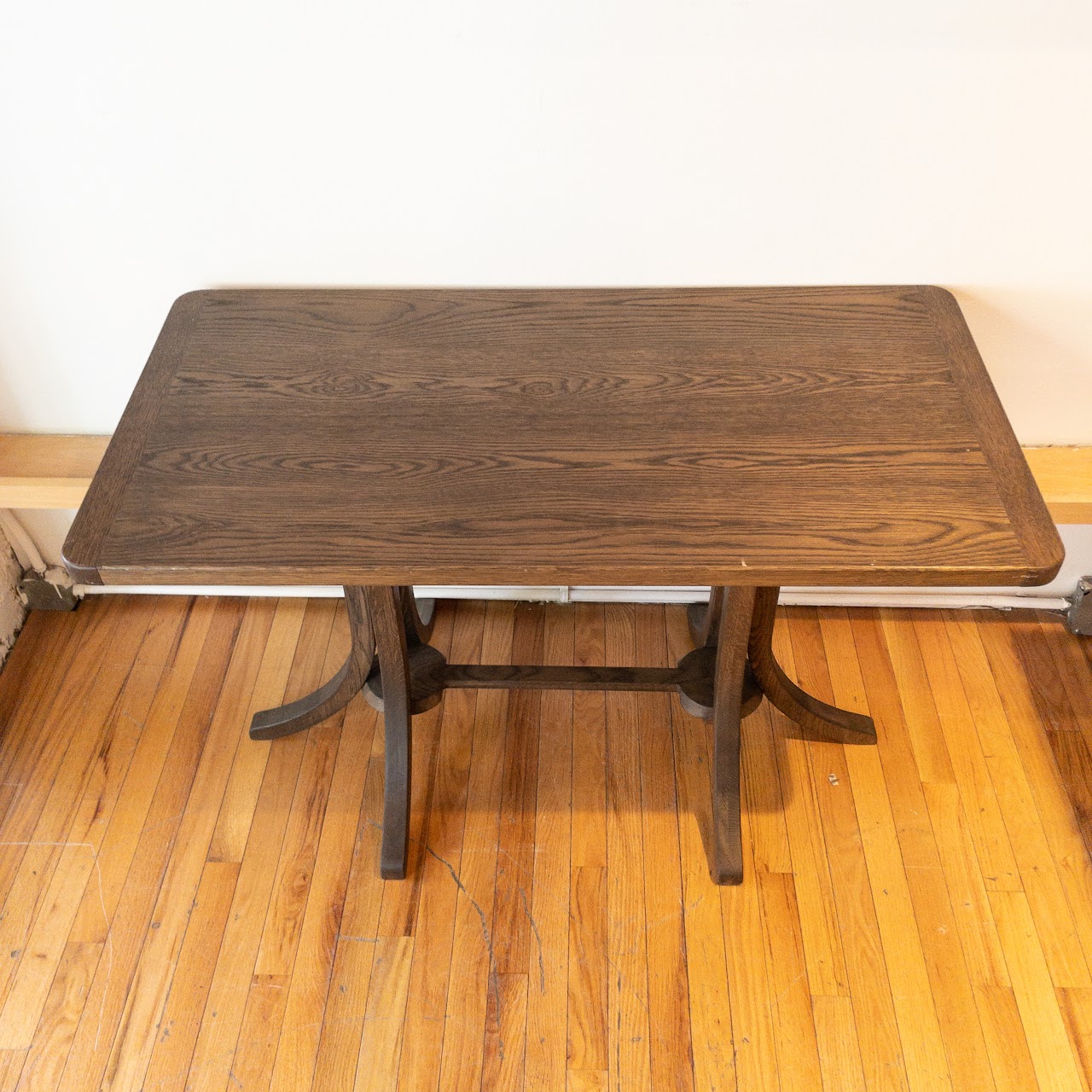 Contemporary Oak Trestle Base Table