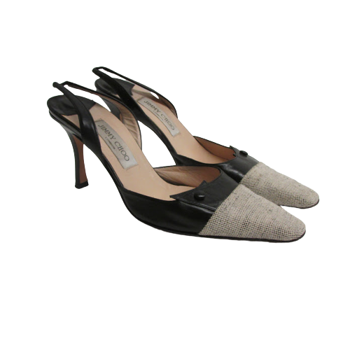 Jimmy Choo Leather & Linen Slingback Pumps