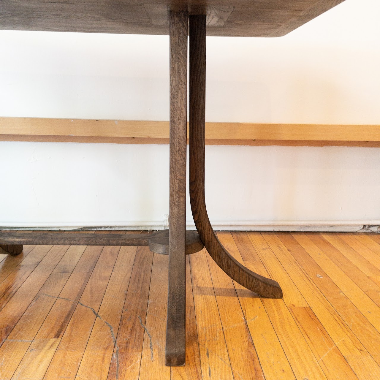 Contemporary Oak Trestle Base Table