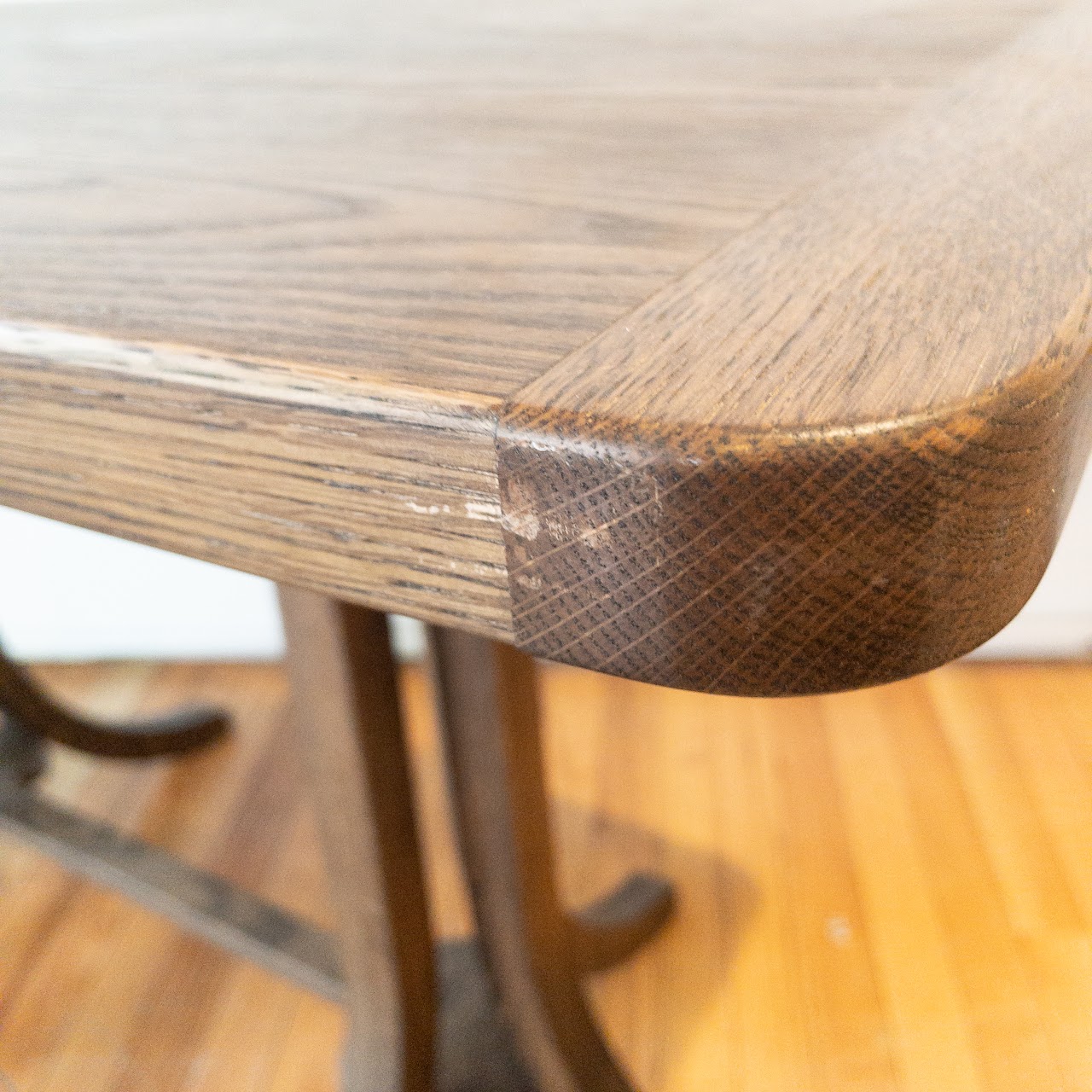 Contemporary Oak Trestle Base Table