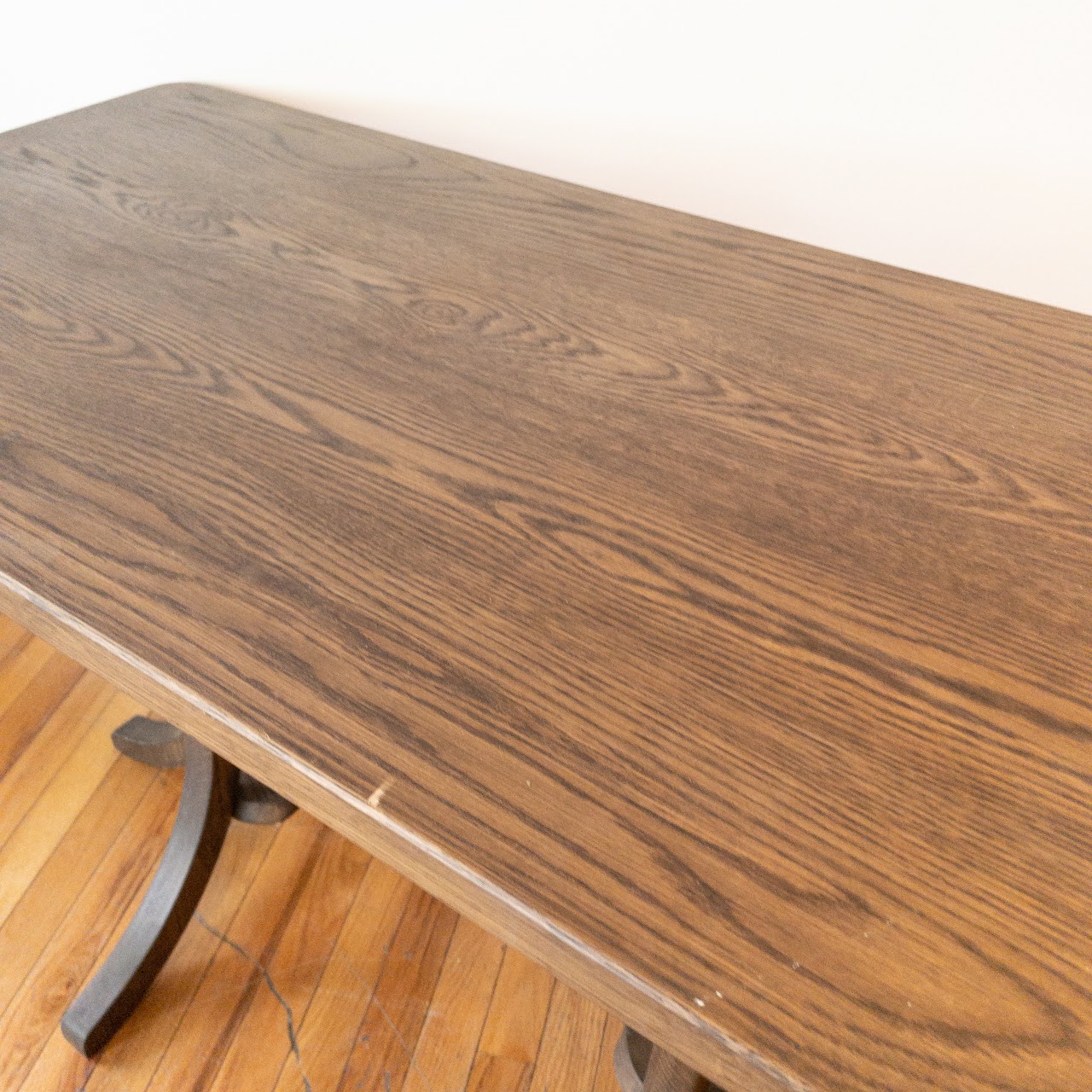 Contemporary Oak Trestle Base Table