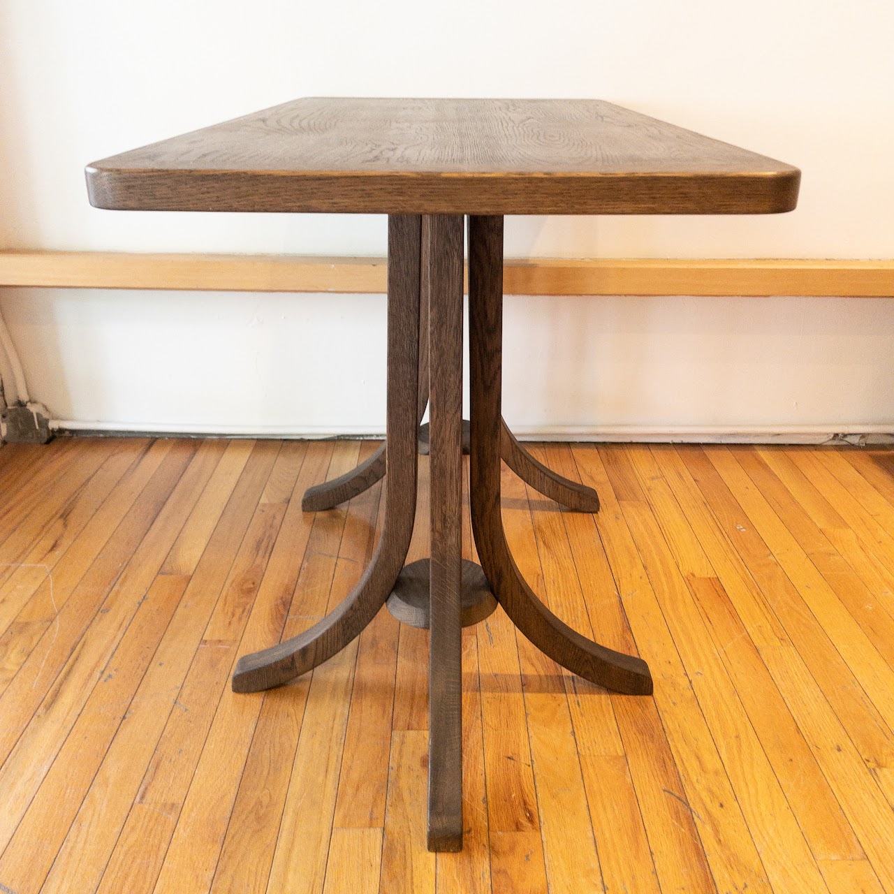 Contemporary Oak Trestle Base Table