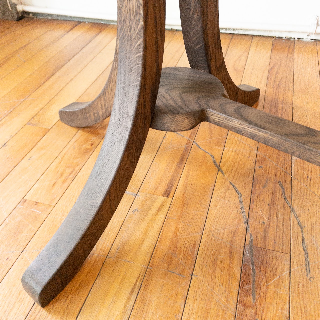 Contemporary Oak Trestle Base Table