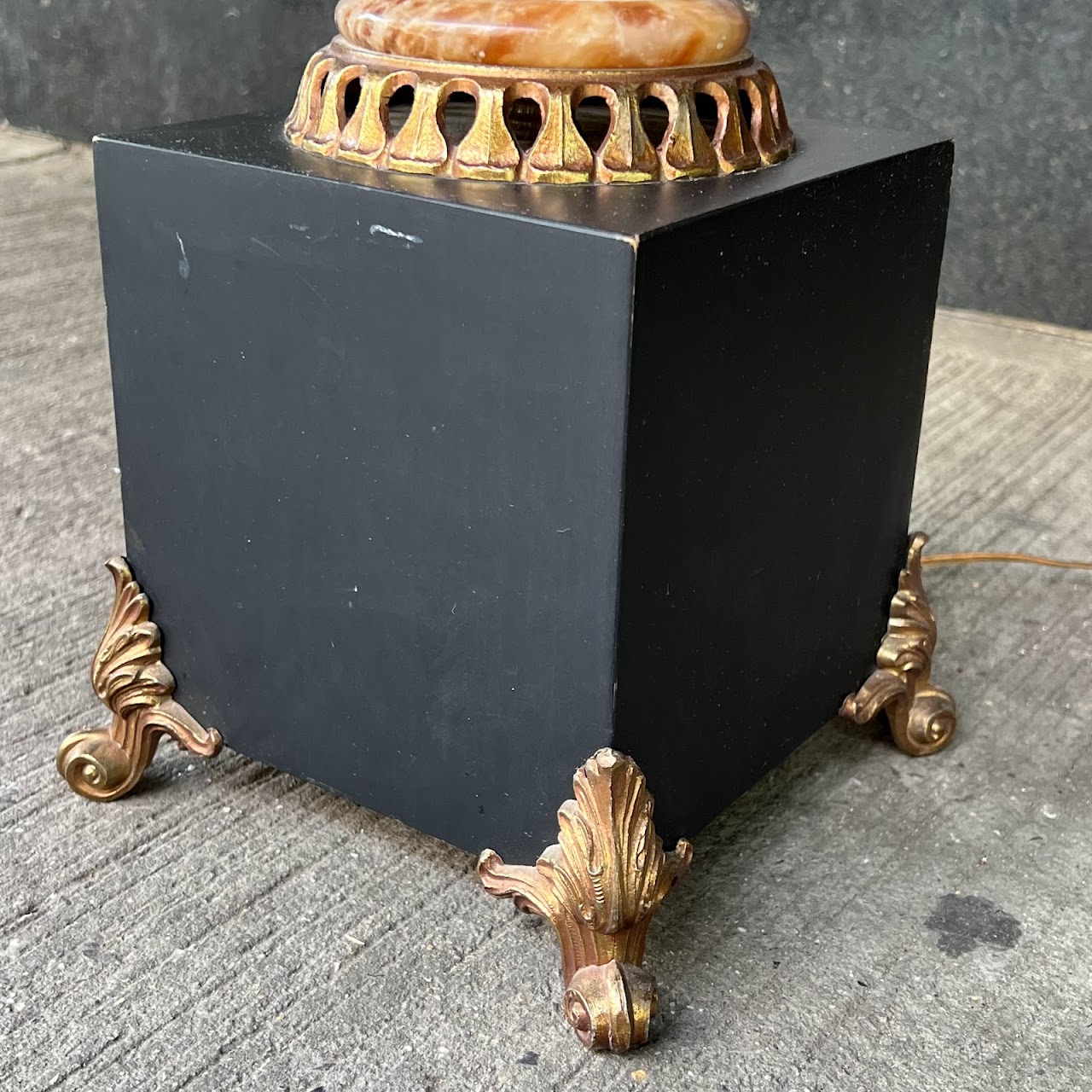 Carved Red Alabaster Urn Table Lamp