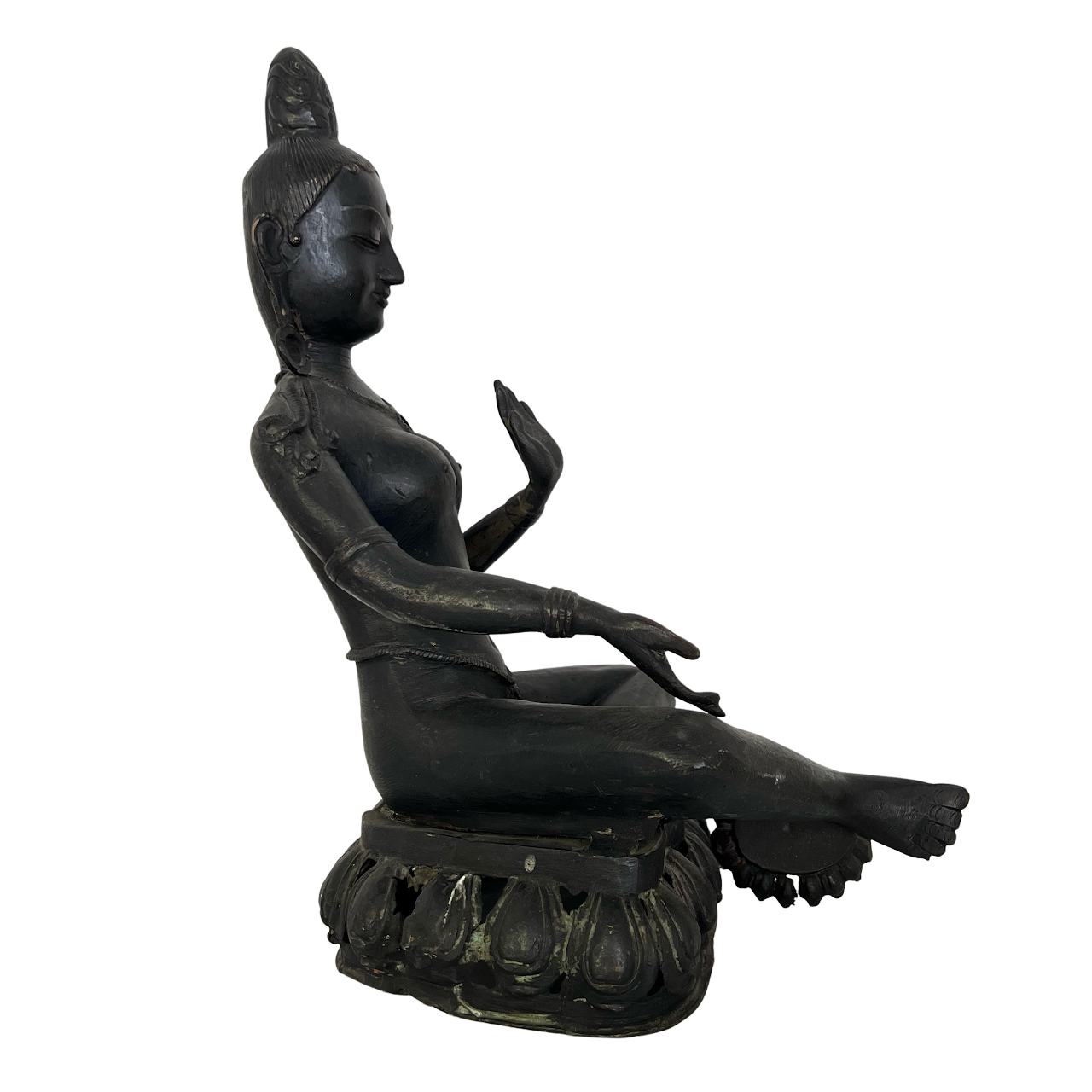 Metal Buddhist Seated Green Tara Statue