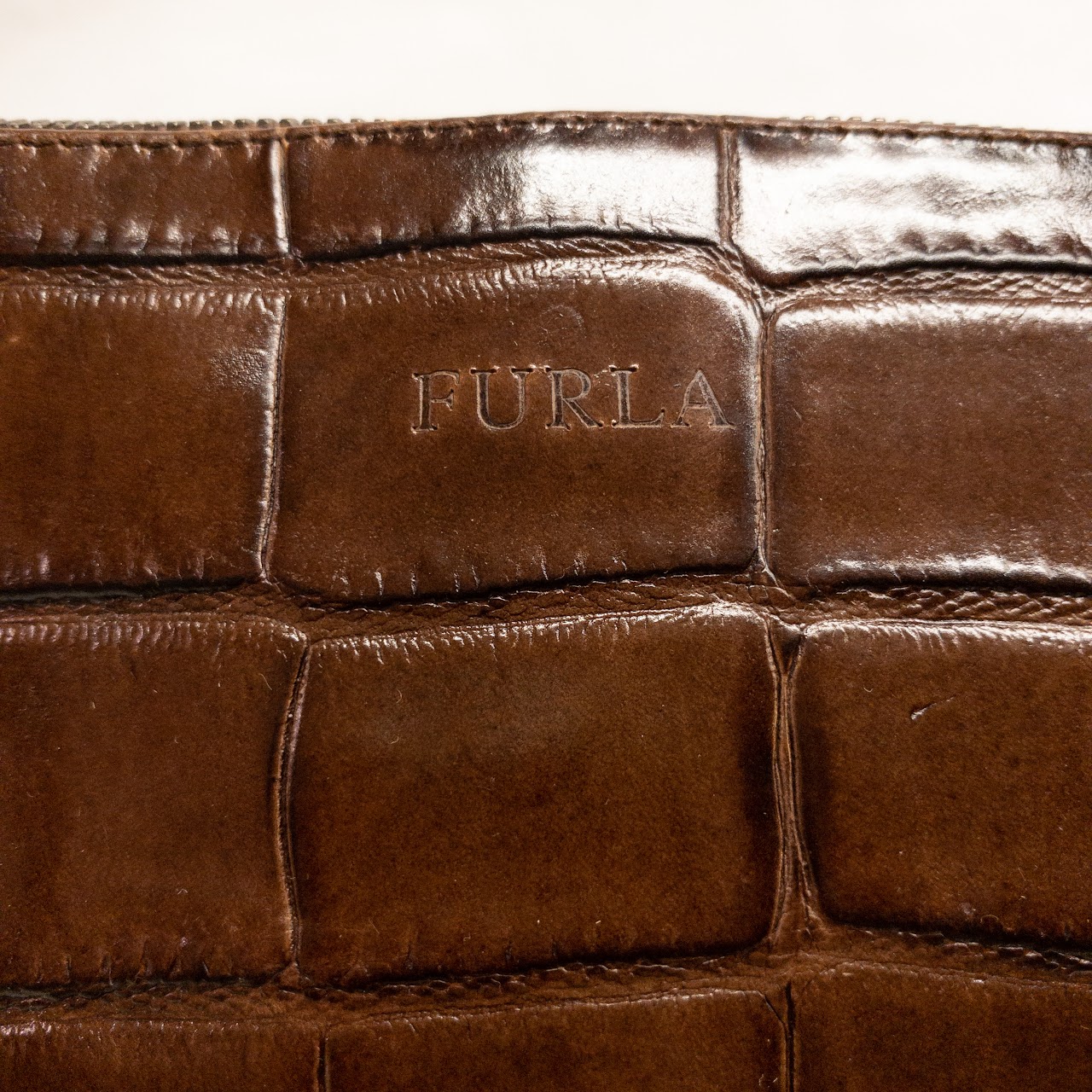 Furla Embossed Leather Bowling Bag