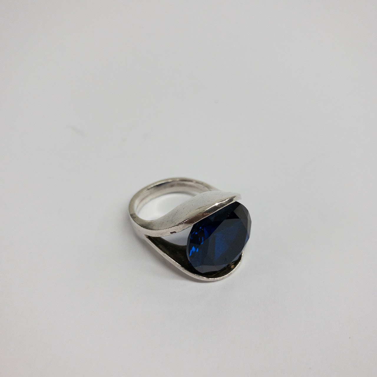 Sterling Silver Blue Stone Cocktail Ring