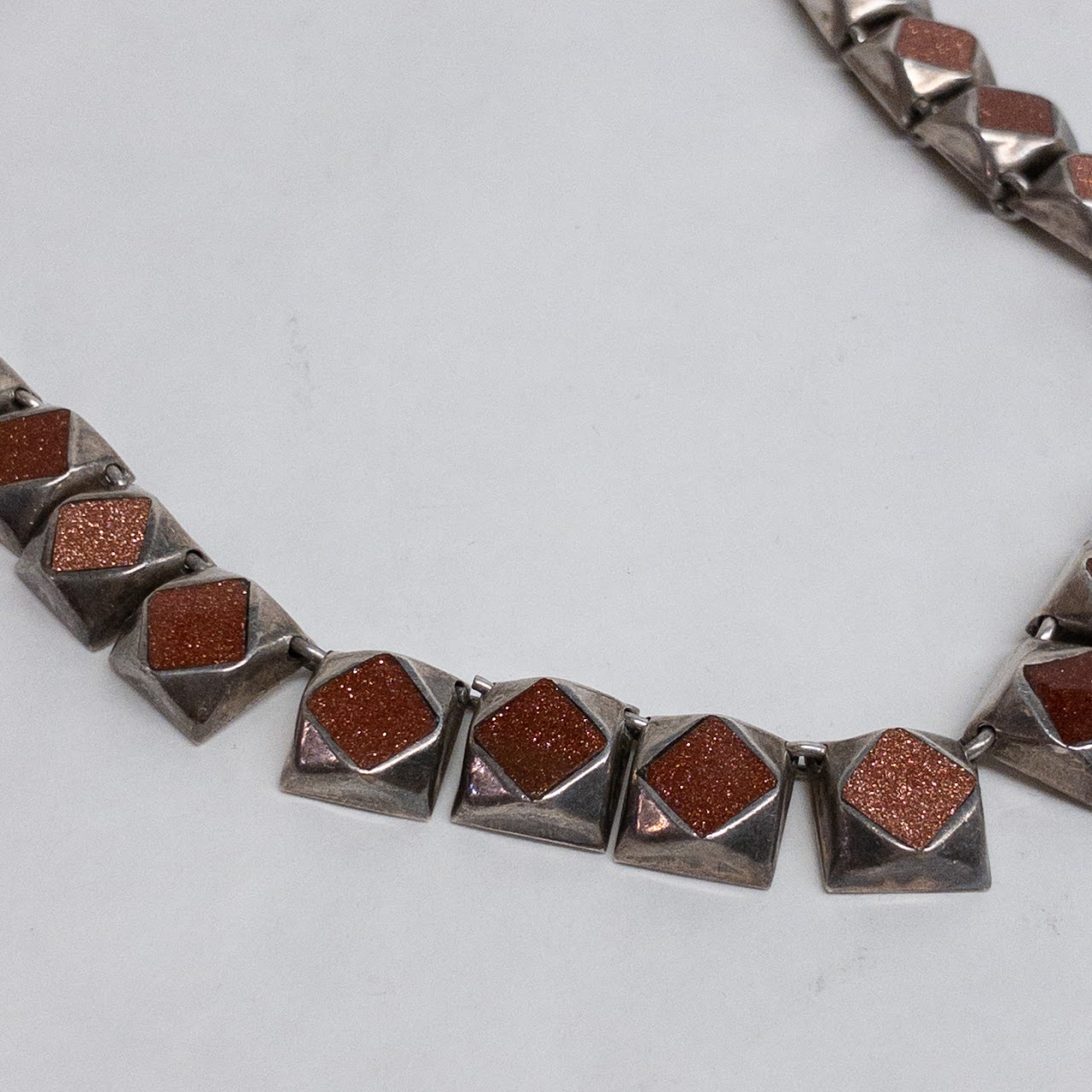 Sterling Silver & Goldstone J. Comes Necklace