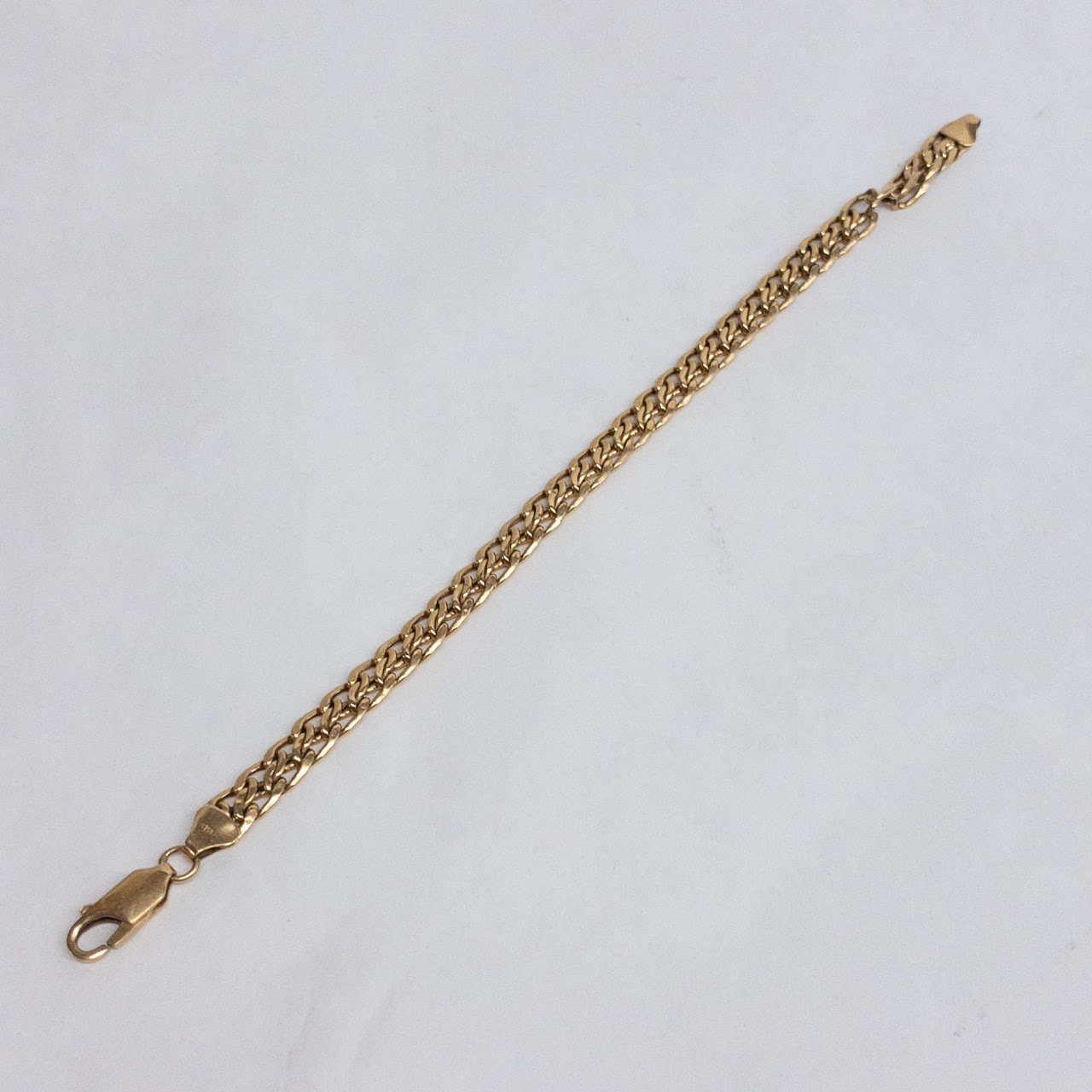 18K Gold Flat Link Bracelet NEEDS REPAIR