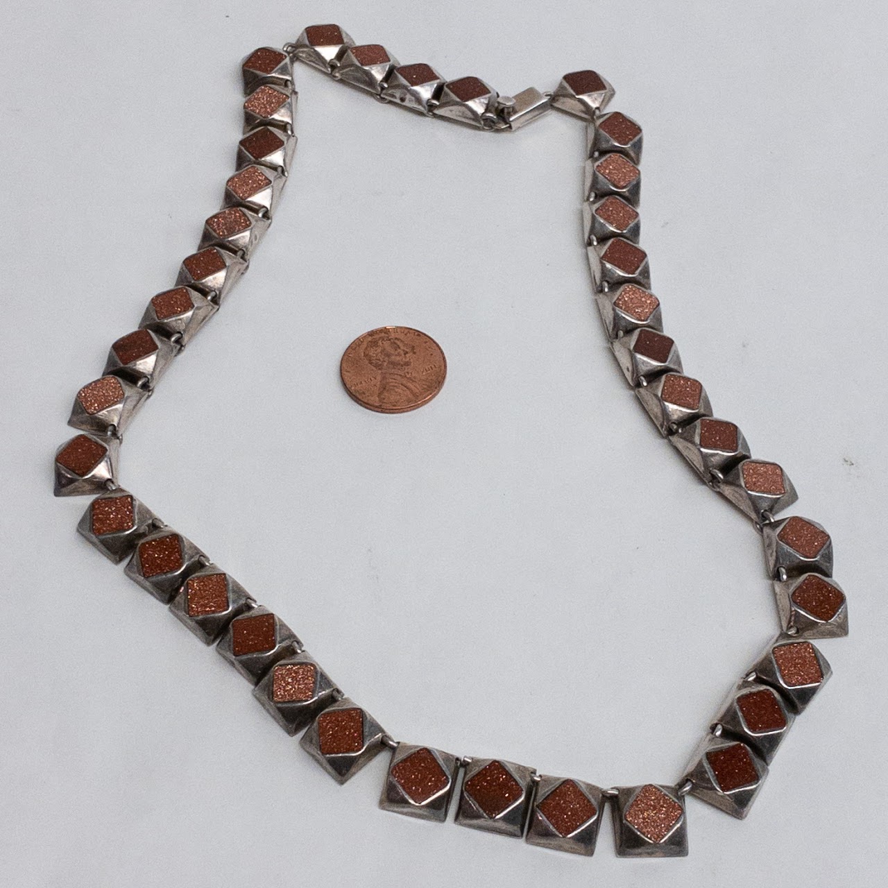 Sterling Silver & Goldstone J. Comes Necklace