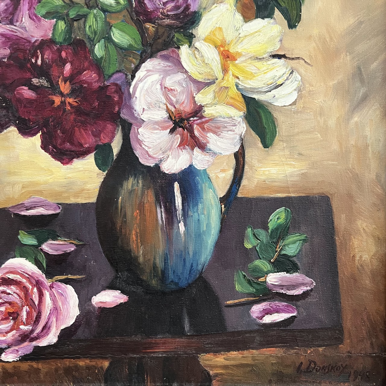 Donskoy Signed Still Life Oil Painting, 1948