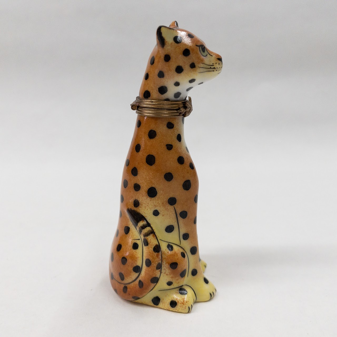 Limoges Cheetah With Collar Trinket Box