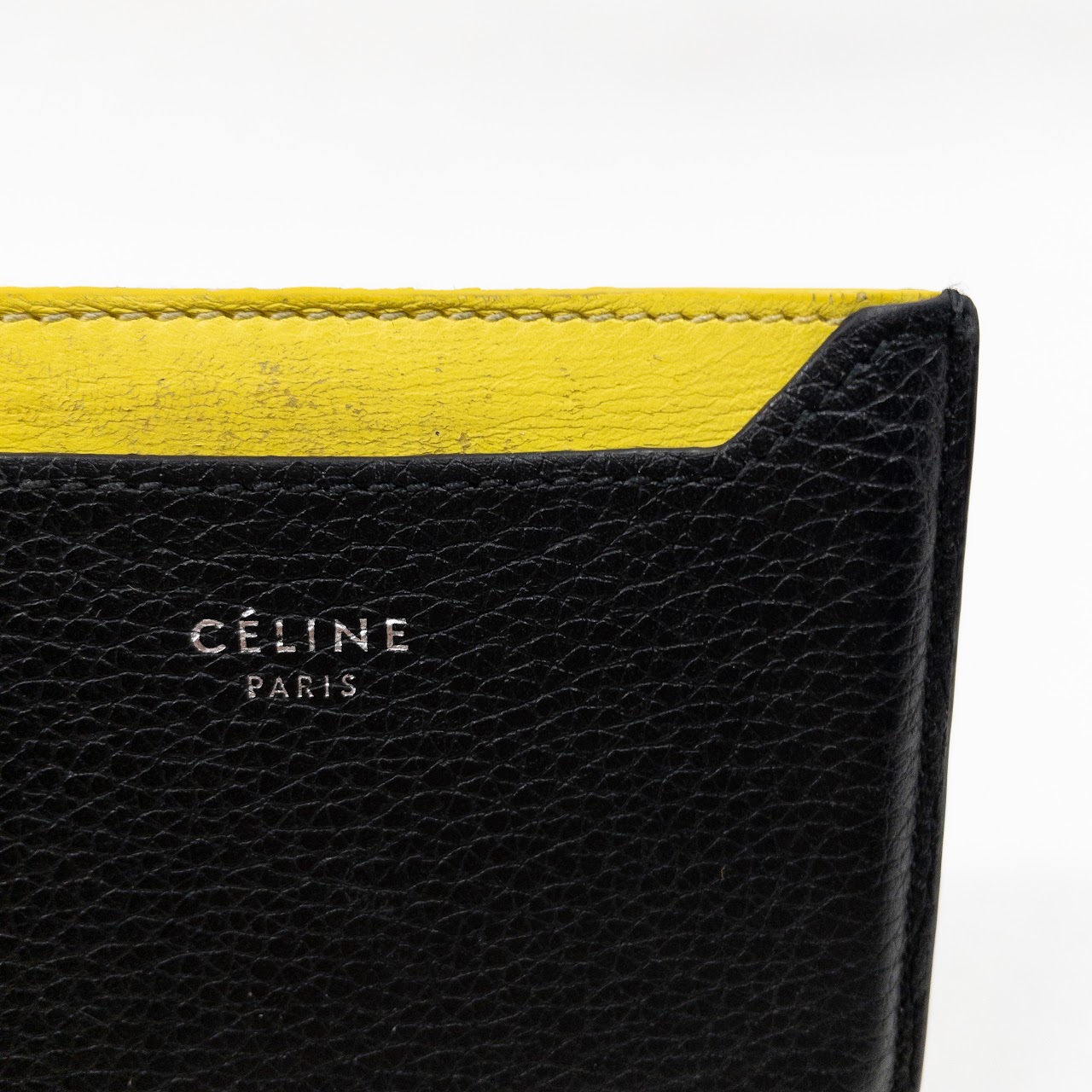 Céline Black & Yellow Two-Pocket Card Wallet