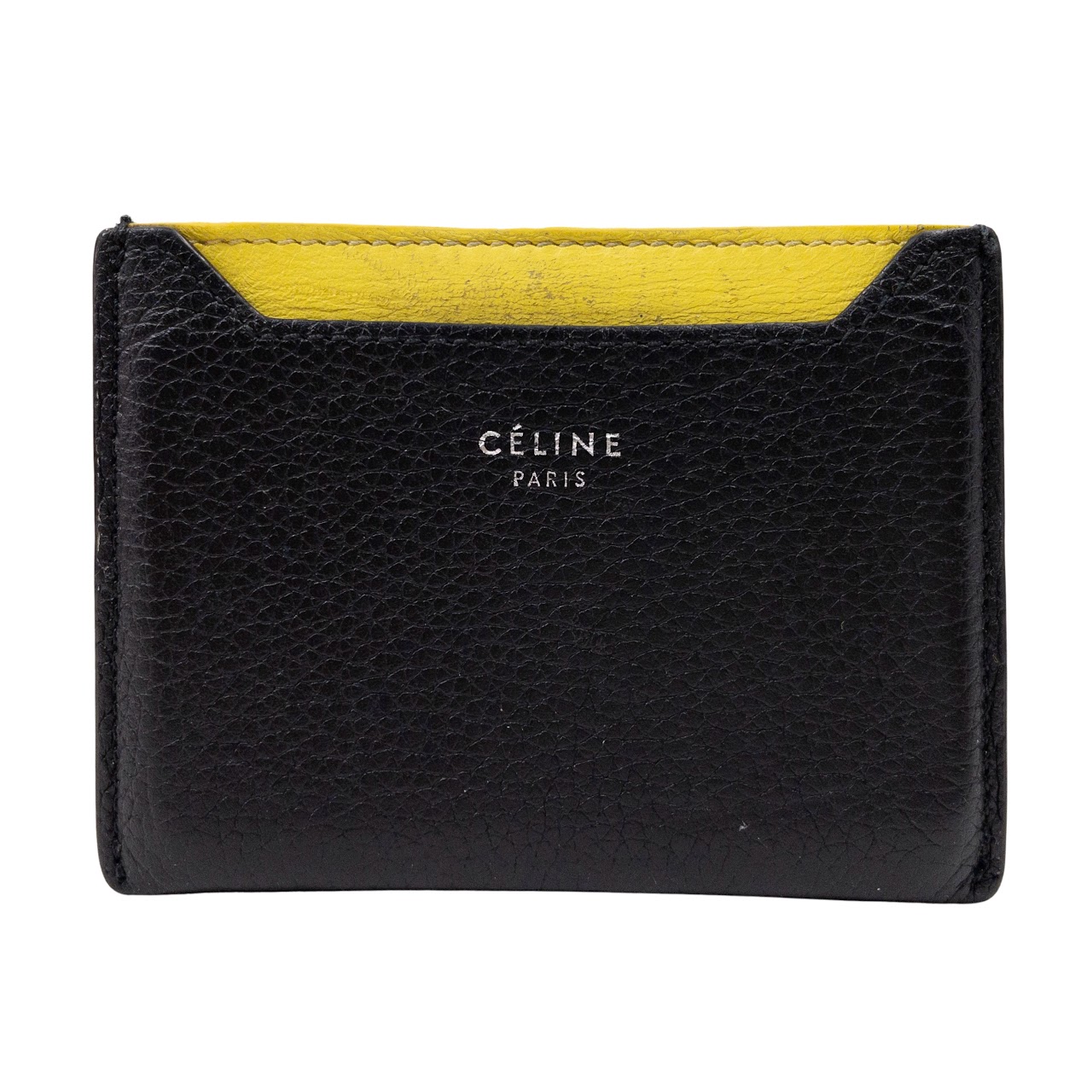 Céline Black & Yellow Two-Pocket Card Wallet