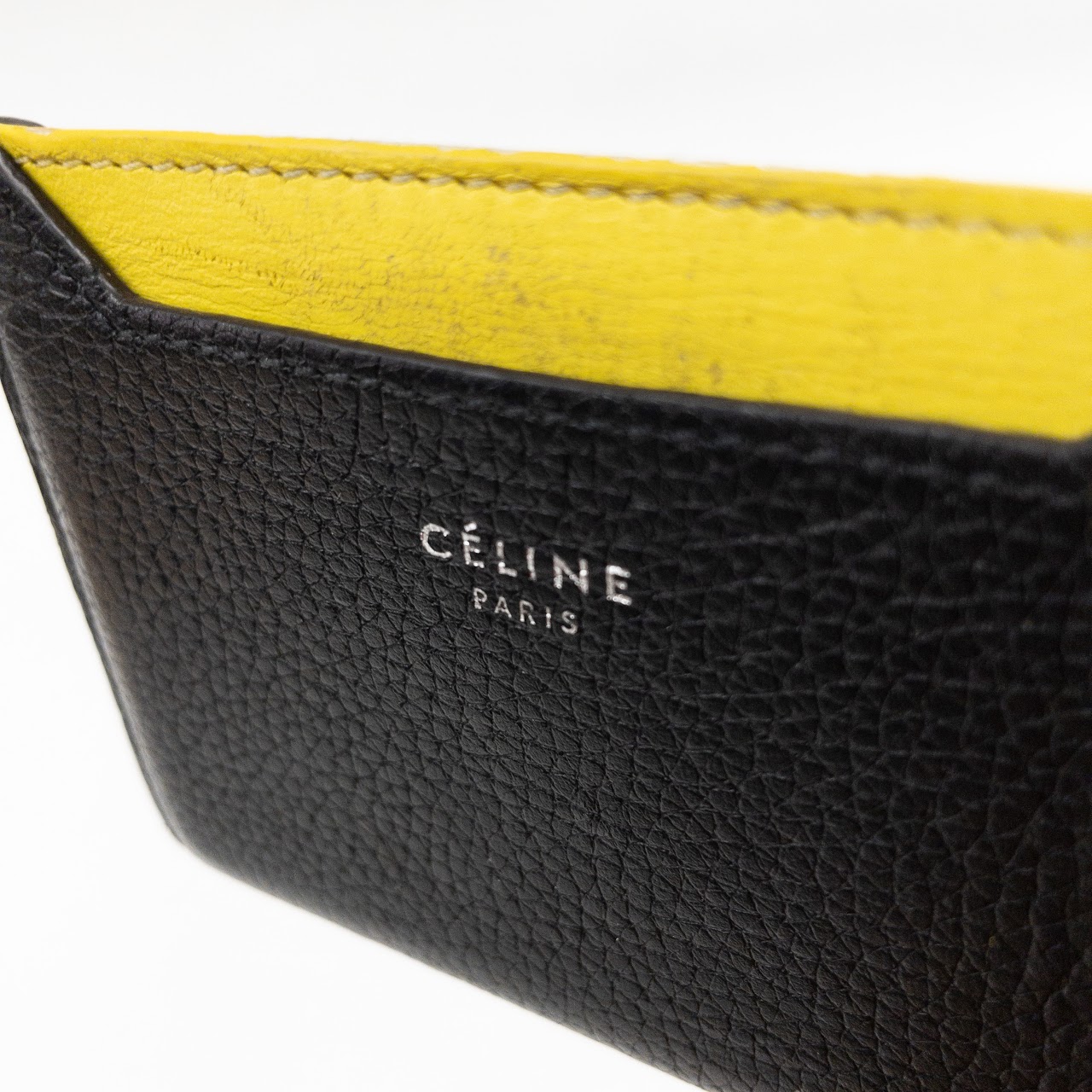 Céline Black & Yellow Two-Pocket Card Wallet