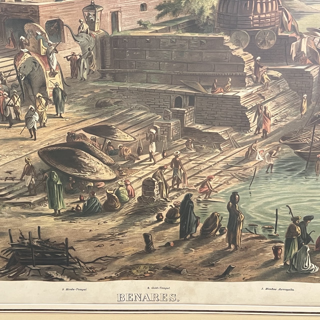 19th C. German F.E. Wachsmuth School Lithograph 'Benares'