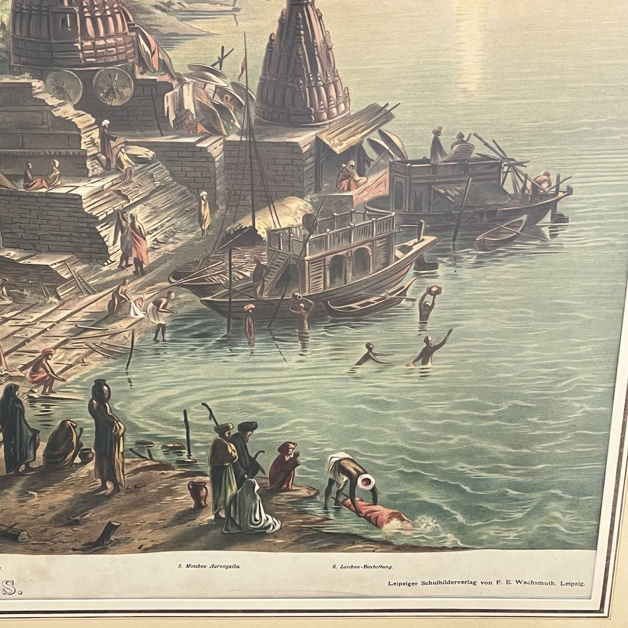 19th C. German F.E. Wachsmuth School Lithograph 'Benares'