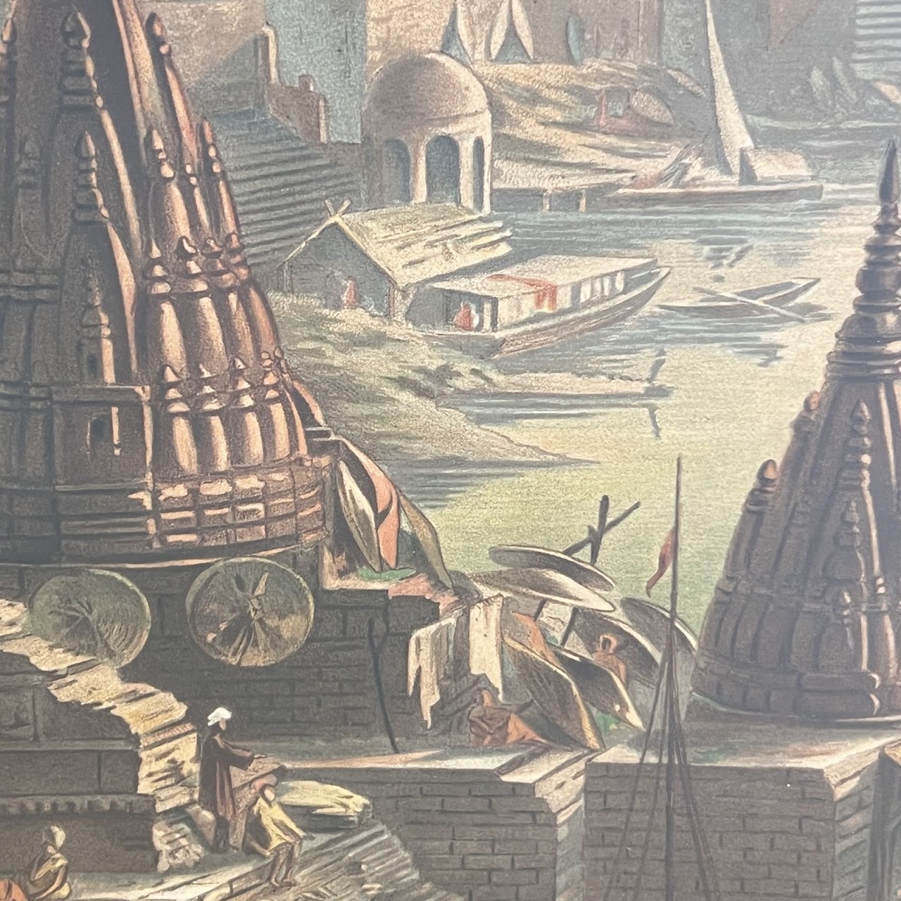 19th C. German F.E. Wachsmuth School Lithograph 'Benares'