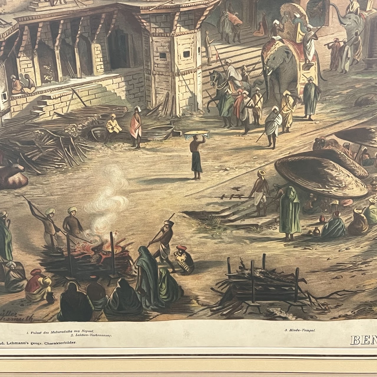 19th C. German F.E. Wachsmuth School Lithograph 'Benares'