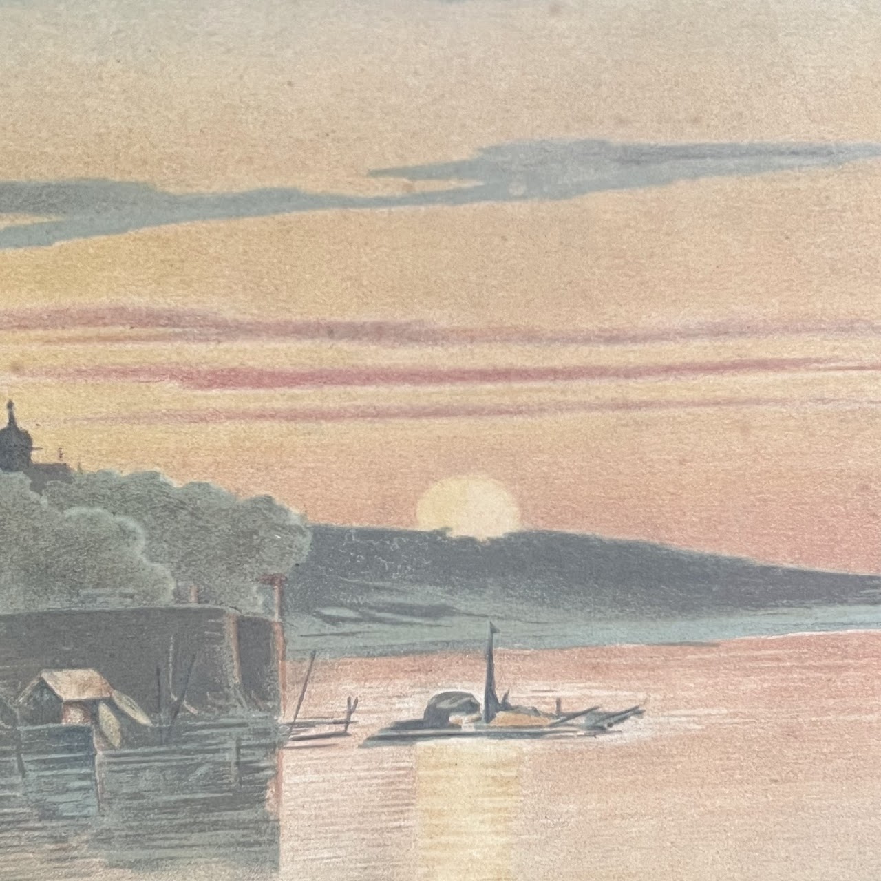 19th C. German F.E. Wachsmuth School Lithograph 'Benares'