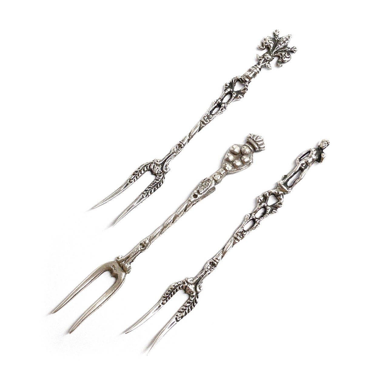 800 Silver Cocktail Fork Trio