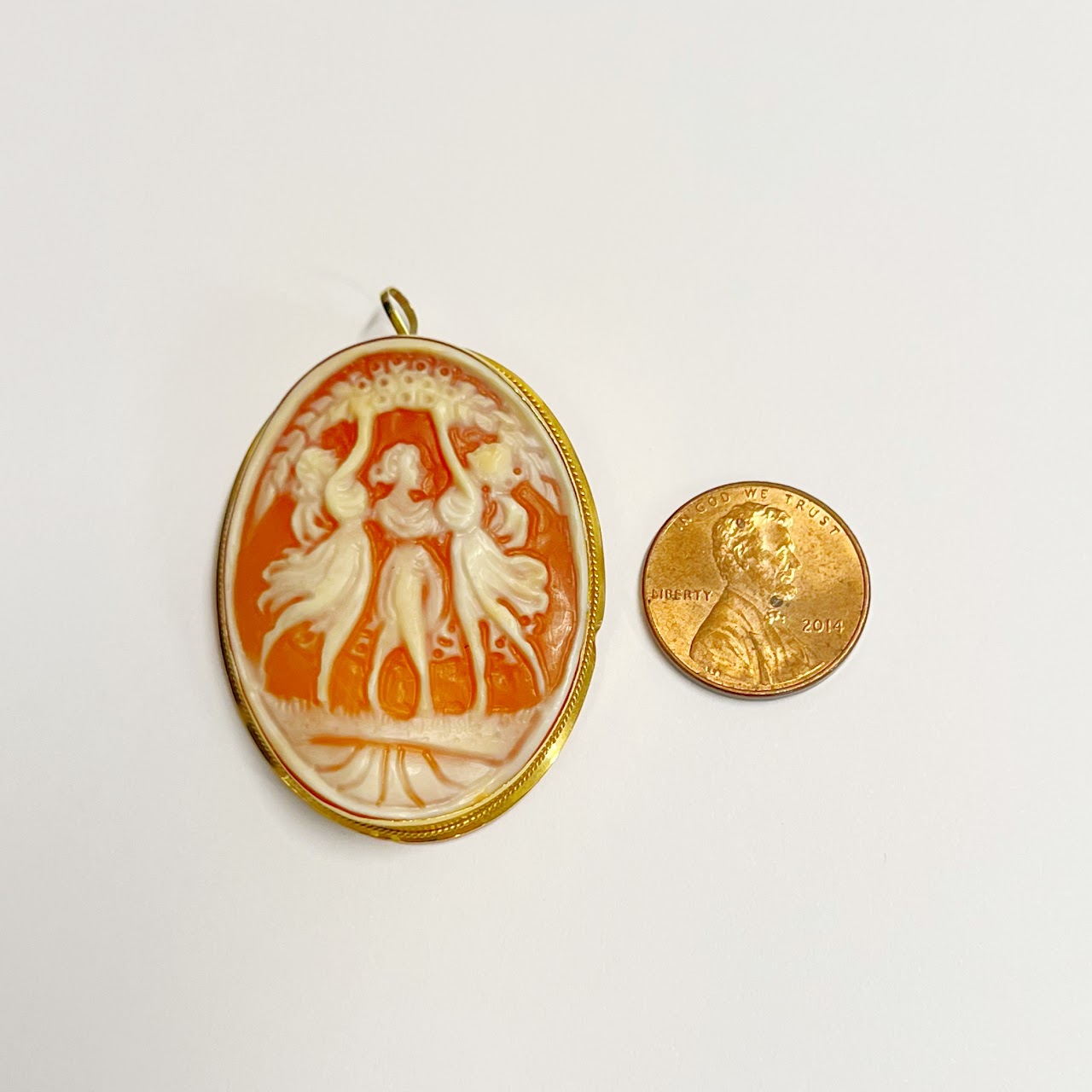 18K Gold Dancing Cameo Convertible Brooch