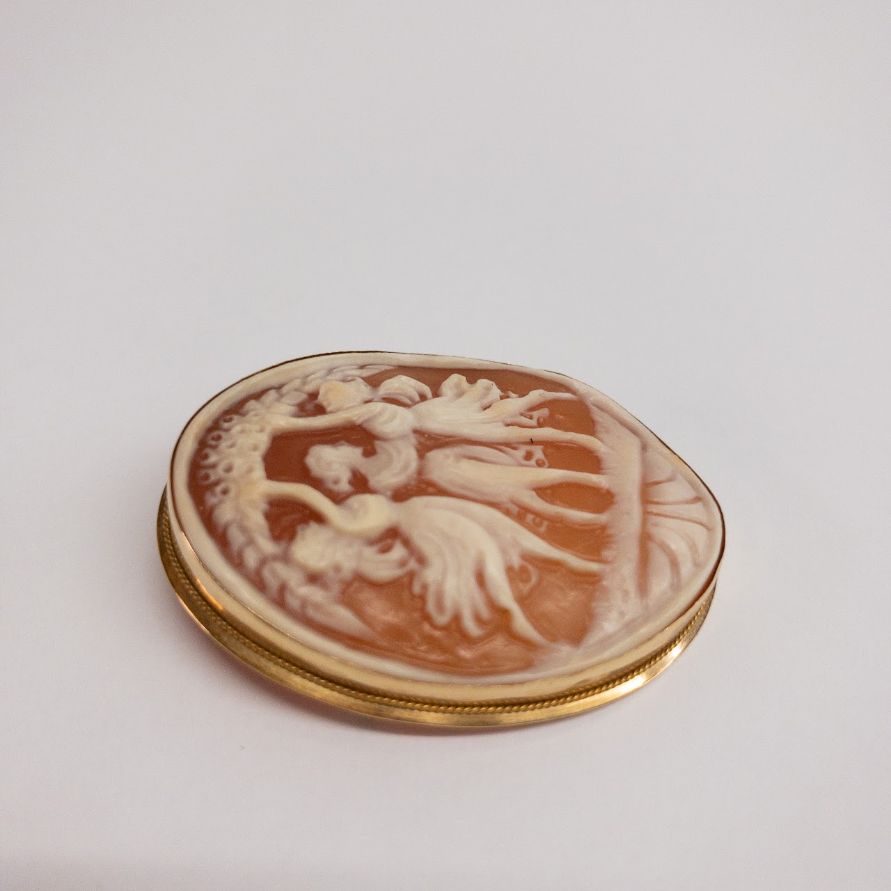 18K Gold Dancing Cameo Convertible Brooch