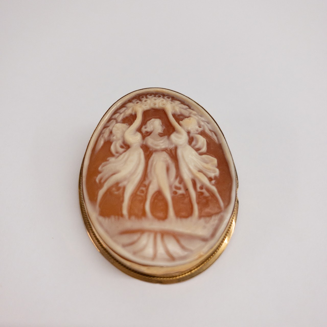 18K Gold Dancing Cameo Convertible Brooch