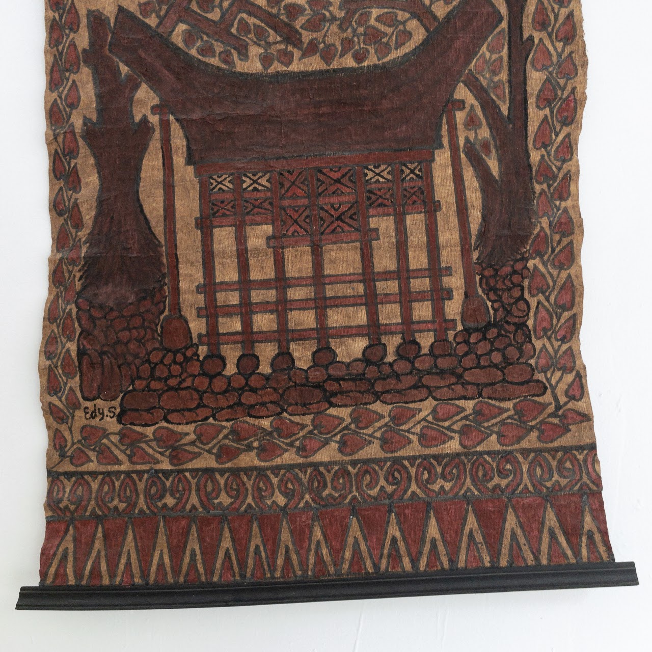 Largescale Indonesian Bark Cloth Painting