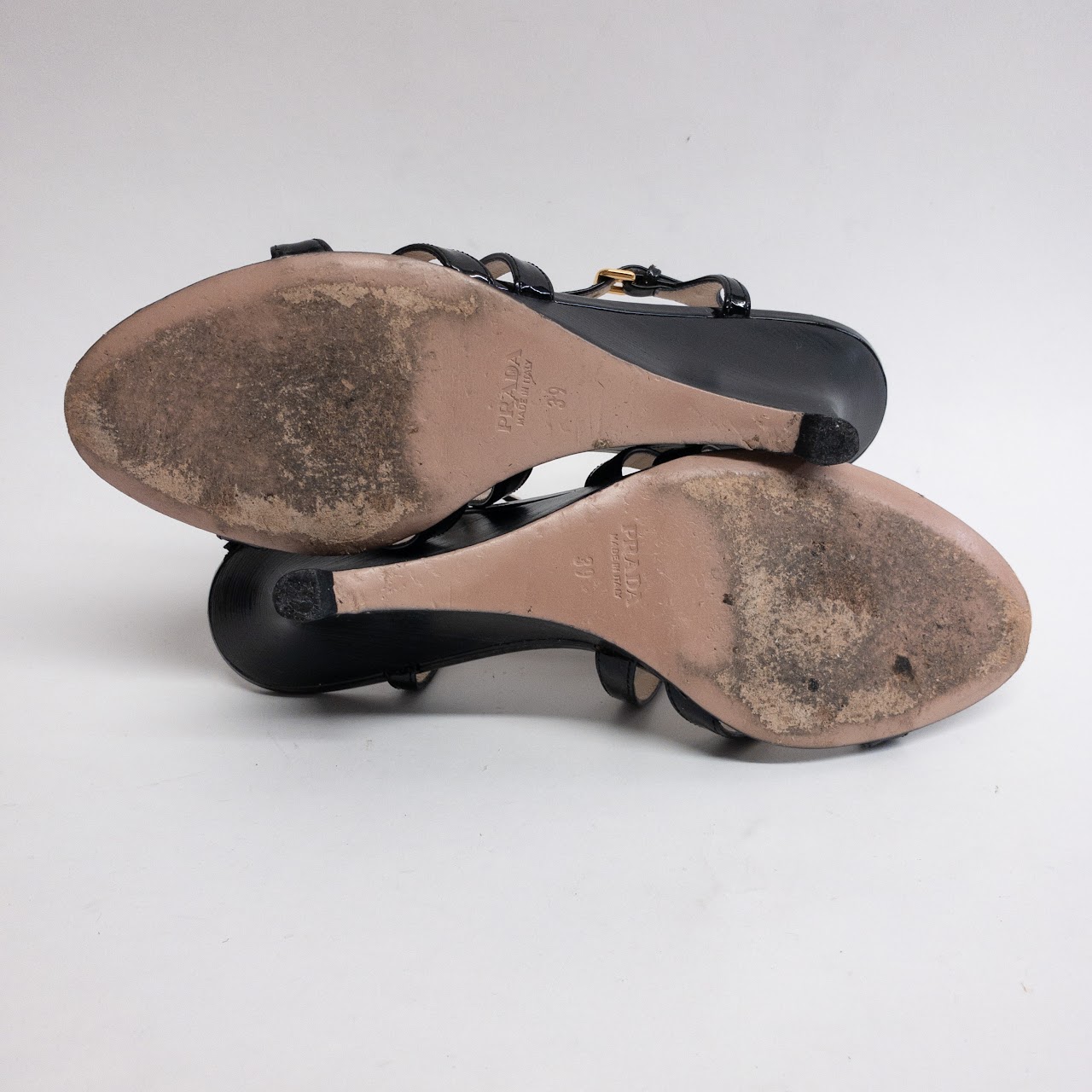 Prada Patent Leather Wedge Sandals