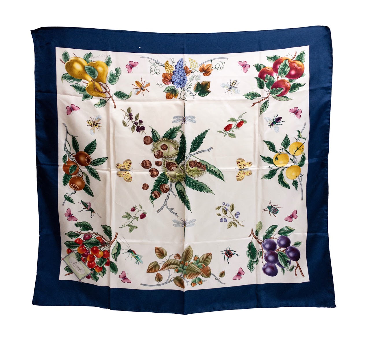 Gucci Vintage Fruit and Insect Silk Scarf