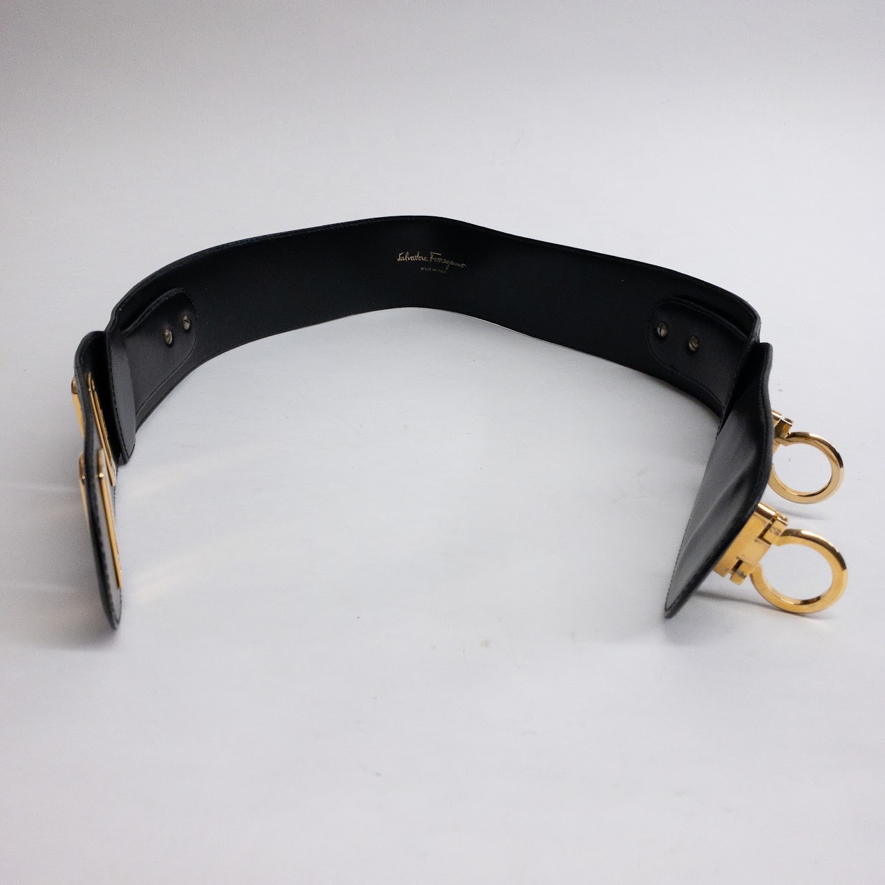 Salvatore Ferragamo Black Leather Belt