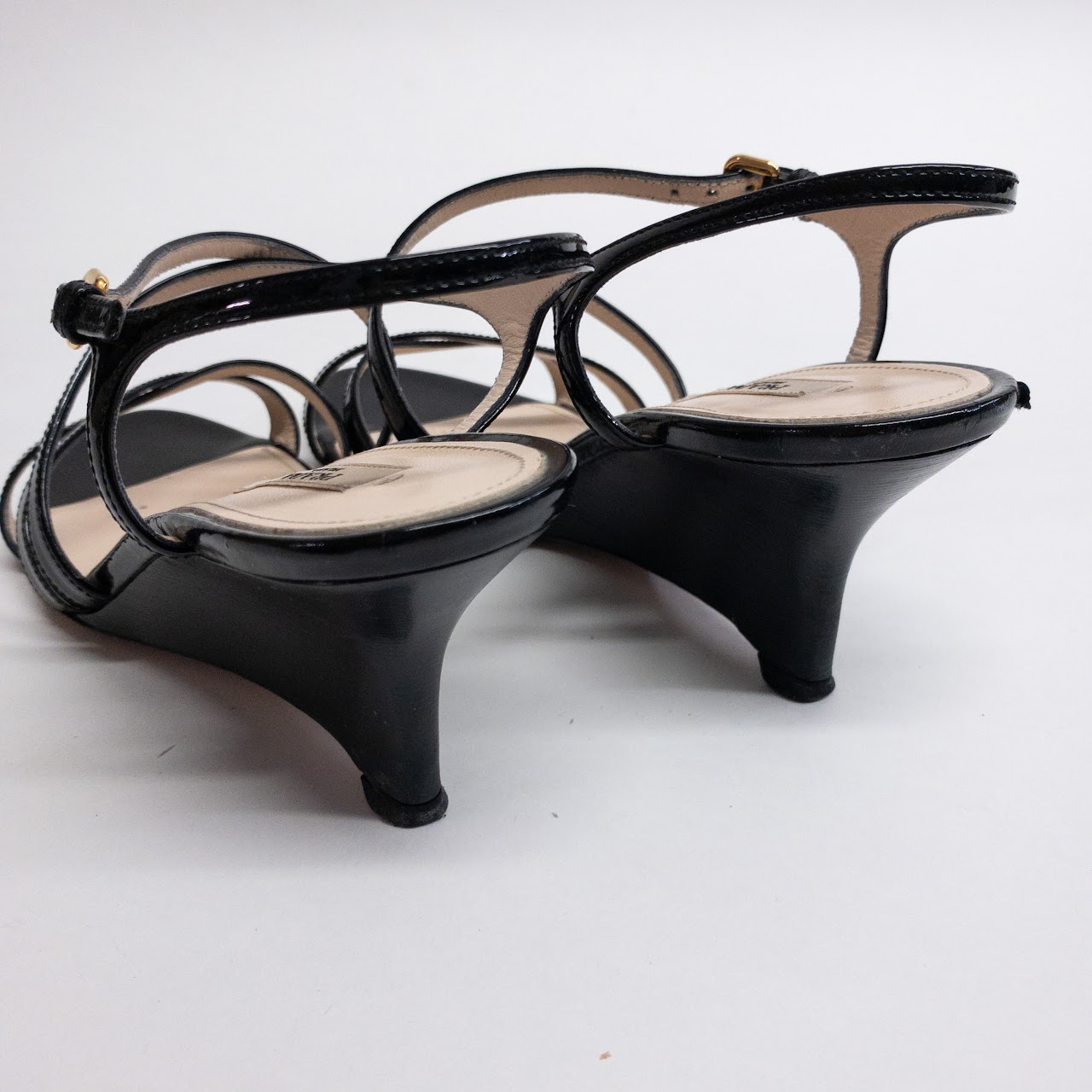 Prada Patent Leather Wedge Sandals