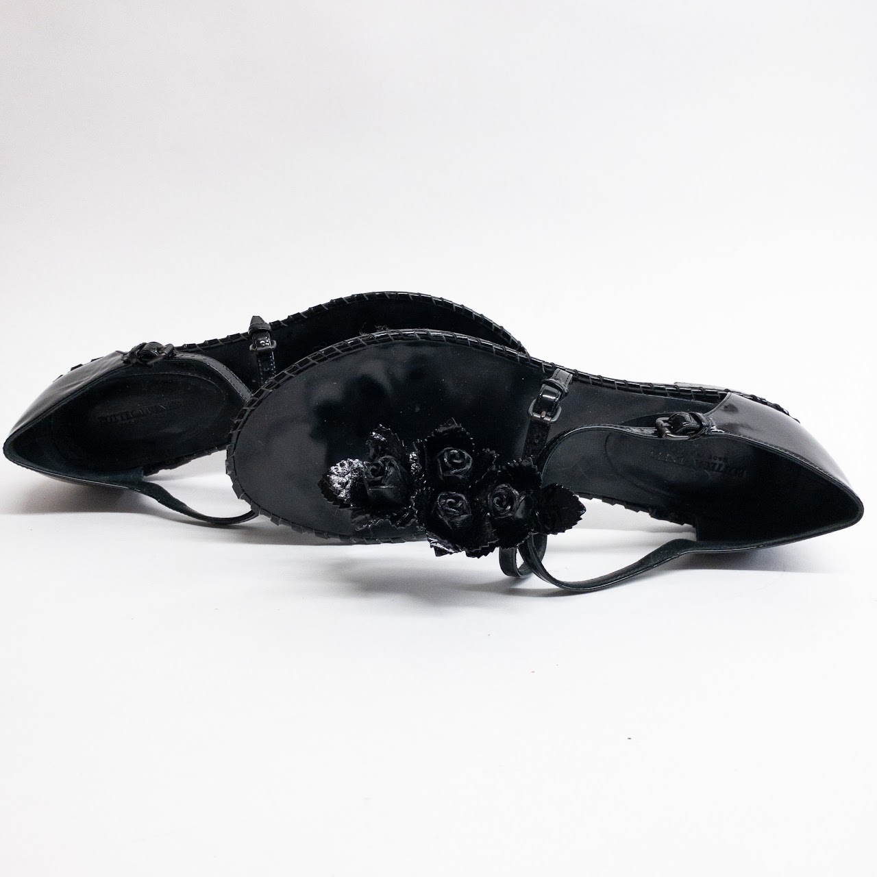 Bottega Veneta Patent Leather Flroal Sandals