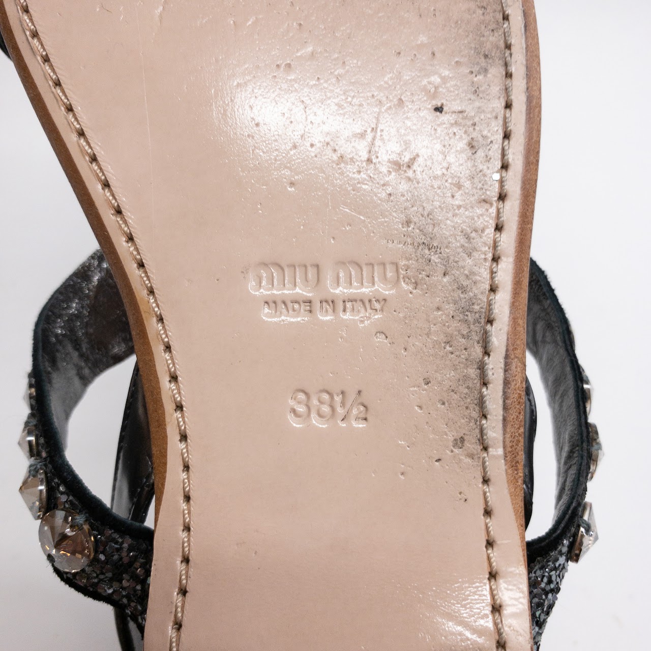 Miu Miu Glitter and Rhinestone Sandals