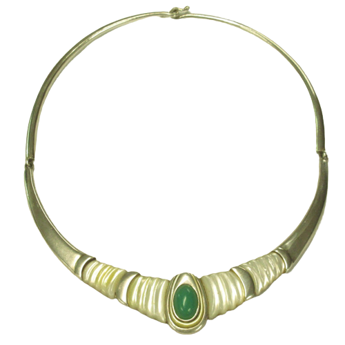 Sterling Silver, Shell & Green Stone Necklace