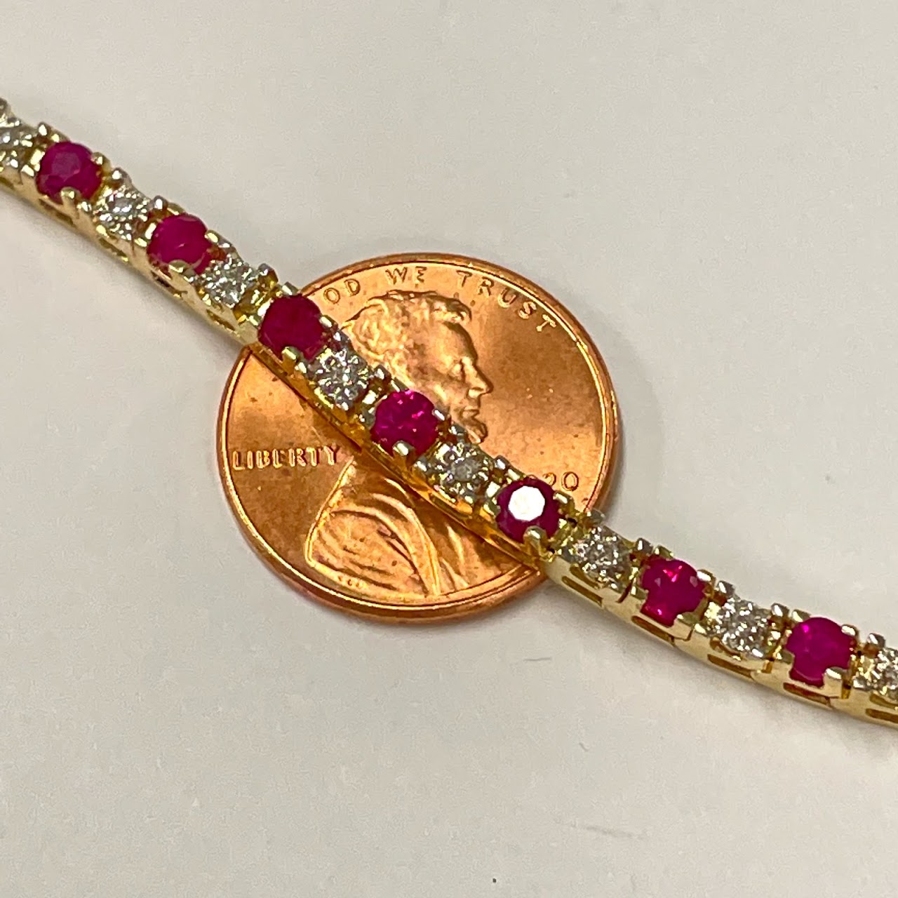 14K Gold, Diamond & Ruby Bracelet