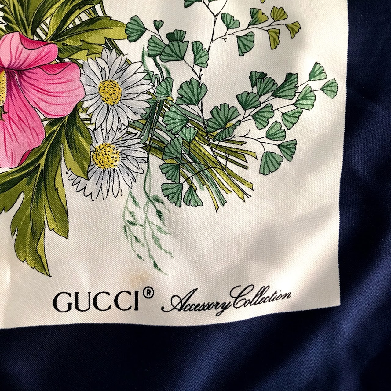 Gucci Vintage Botanical Butterfly Silk Scarf